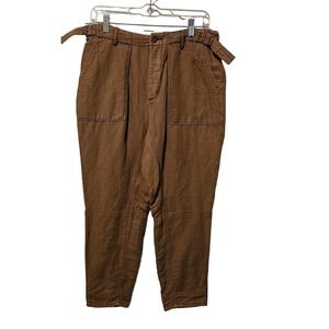 Free People linen blend brown pants button fly Size‎ 4